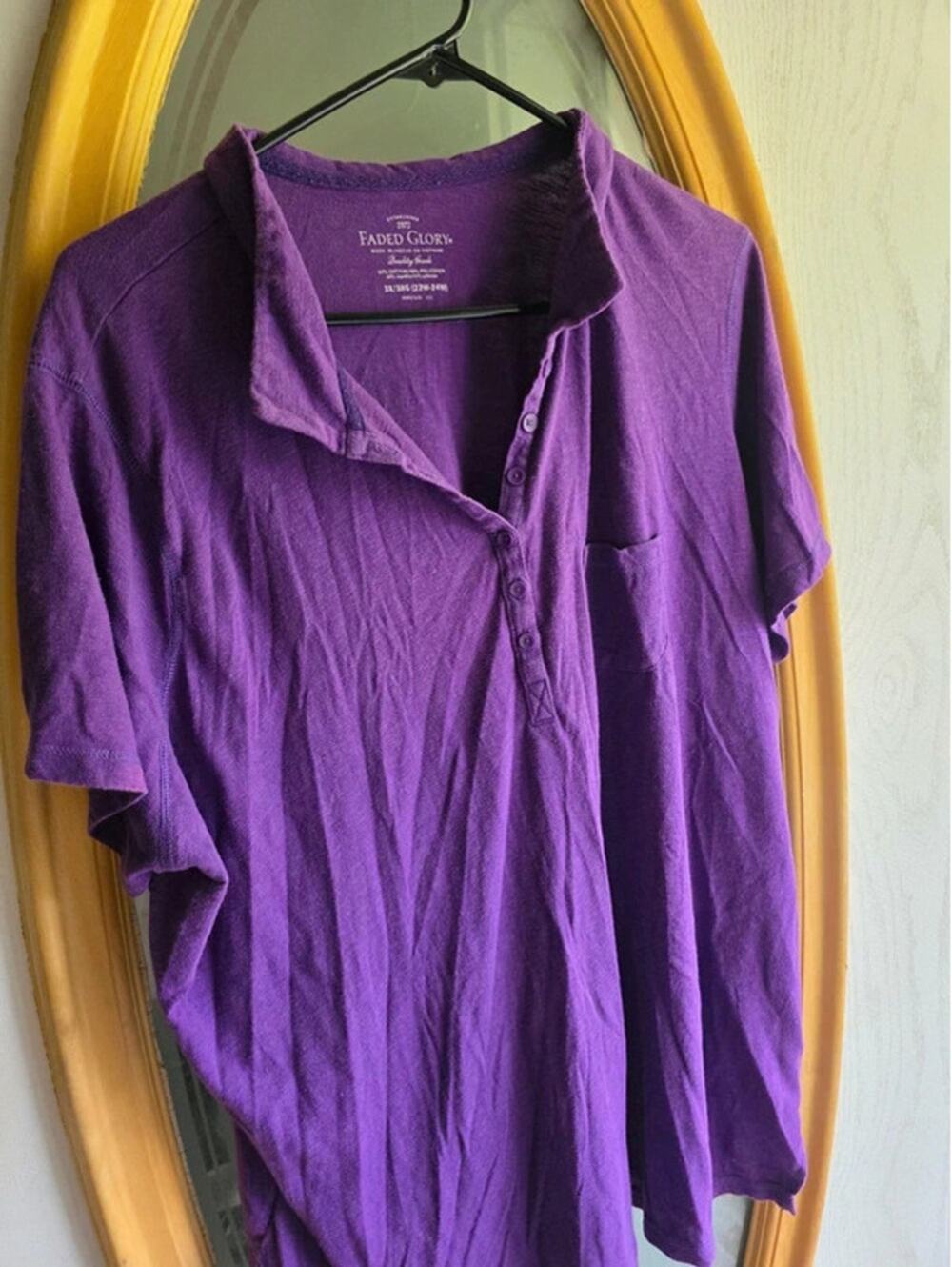 Faded Glory Womens Plus 3X Solid Violet Purple Short Sleeve Pocket Polo Top